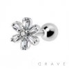 316L SURGICAL STAINLESS STEEL CARTILAGE BARBELL WITH SNOW FLOWER