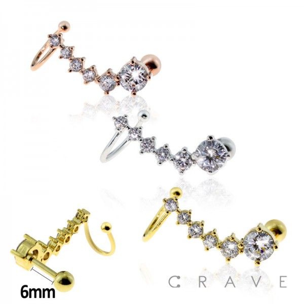 316L SURGICAL STAINLESS STEEL CARTILAGE BARBELL WITH LOVELY SIX GEM