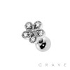 316L SURGICAL STAINLESS STEEL CARTILAGE BARBELL WITH TEAR DROP FLOWER