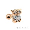 316L SURGICAL STAINLESS STEEL CARTILAGE BARBELL WITH SOLITAIRE OWL