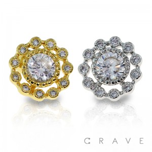 CLUSTER ROUND CZ 316L SURGICAL STEEL CARTILAGE BARBELL