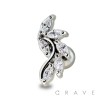 316L SURGICAL STAINLESS STEEL CARTILAGE BARBELL WITH MARQUISE LEAVES CZ