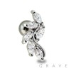 316L SURGICAL STAINLESS STEEL CARTILAGE BARBELL WITH MARQUISE LEAVES CZ