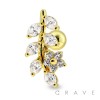 316L SURGICAL STEEL CARTILAGE BARBELL WITH CZ LEAVES