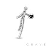CZ PAVED CHARM DANGLE 316L SURGICAL STEEL CARTILAGE BARBELL