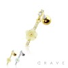 FLOWER WITH CZ PAVED BAR DANGLE 316L SURGICAL STEEL CARTILAGE BARBELL