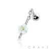 FLOWER WITH CZ PAVED BAR DANGLE 316L SURGICAL STEEL CARTILAGE BARBELL