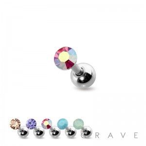 316L SURGICAL STEEL 4MM GEM CARTILAGE BARBELL