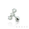 TRIPLE STAR CZ PAVED 316L SURGICAL STEEL CARTILAGE/TRAGUS BARBELL