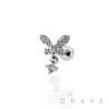 BEADED CZ BUTTERFLY DESIGN WITH CZ CENTERED DANGLE CARTILAGE BARBELL