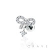 CZ STUDDED RIBBON DESIGN WITH CZ CENTERED DANGLE CARTILAGE BARBELL