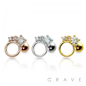 MINI ENGAGEMENT RING 316L SURGICAL STEEL CARTILAGE BARBELL