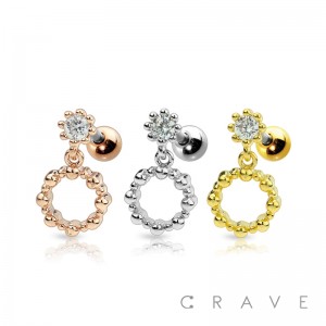 316L SURGICAL STEEL RING DANGLE CARTILAGE BARBELL