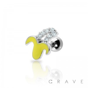 MINI BANANA 316L SURGICAL STEEL CARTILAGE BARBELL (FRUIT)