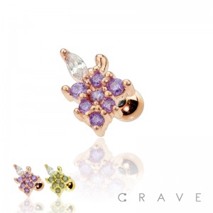 CZ PAVED GRAPE 316L SURGICAL STEEL CARTILAGE BARBELL