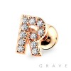 ROSE GOLD PLATED 316L SURGICAL STAINLESS STEEL CARTILAGE BARBELL WITH ALPHABET INITIAL