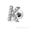 SILVER TONE 316L SURGICAL STAINLESS STEEL CARTILAGE BARBELL WITH ALPHABET INITIAL