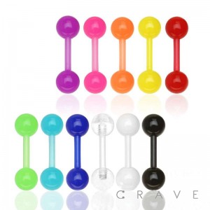 UV ACRYLIC CARTILAGE / TRAGUS BARBELL WITH UV ACRYLIC BALLS