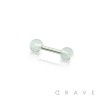 316L SURGICAL STEEL CARTILAGE / TRAGUS BARBELL WITH UV ACRYLIC BALLS