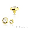 GOLD PVD PLATED OVER 316L SURGICAL STEEL PRESS FIT INTERNALLY THREADED DERMAL ANCHOR TOP