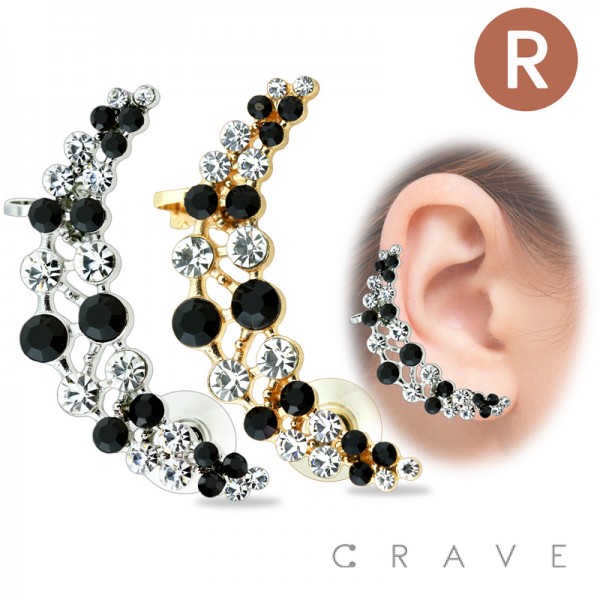 TWO TONE GEM EMBEDDED EAR CUFF (RIGHT SIDE)