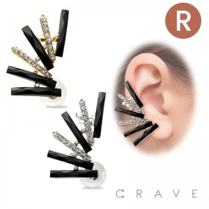 ACRYLIC GEM PAVED BAR LINK EARRING CUFF (RIGHT SIDE)