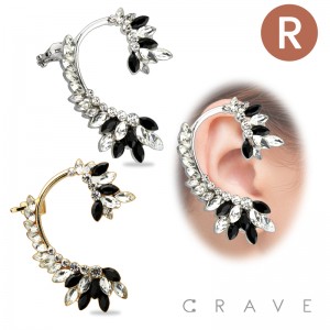 CASCADING TWO TONE GEM PAVED EARRING CUFF