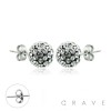 PAIR OF 316L SURGICAL STEEL STUD EARRINGS WITH CLEAR ON BLACK CRYSTAL FERIDO BALLS ON POST