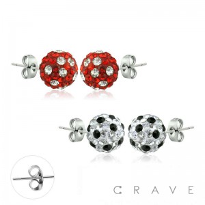 PAIR OF 316L SURGICAL STEEL STUD EARRING WITH 8MM DOT MULTI FERIDO BALLS ON POST