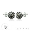 PAIR OF 316L SURGICAL STEEL STUD EARRINGS WITH GREY CRYSTAL FERIDO BALLS ON POST