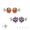PAIR OF 316L SURGICAL STEEL STUD EARRING WITH 8MM MULTI COLOR MIXED FERIDO BALLS ON POST