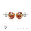 PAIR OF 316L SURGICAL STEEL STUD EARRING WITH 8MM MULTI COLOR MIXED FERIDO BALLS ON POST