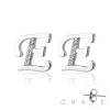 PAIR OF ALPHABET LETTERS A TO Z STUD EARRINGS W/ CUBIC ZIRCONIA
