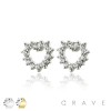 PAIR OF PRONG CZ PAVED HEART STUD EARRINGS