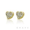 PAIR OF PAVE HEART CUBIC ZIRCONIA STUD EARRINGS