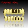 VAMPIRE FANG GOLD GRILLZ 6 TEETH MOUTH TOP & BOTTOM HIP HOP BLING