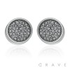 PAIR OF STAINLESS STEEL PIN GEM PAVED ROUND CIRCLE STUD EARRING