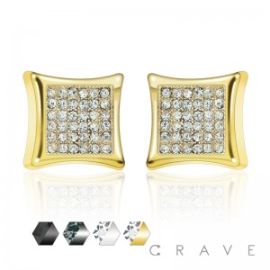 PAIR OF CLASS HIPHOP EARRING CONVEX KITE SHAPE STAINLESS STEEL PIN