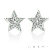 PAIR OF STAINLESS STEEL PIN GEM PAVED STAR STUD EARRING