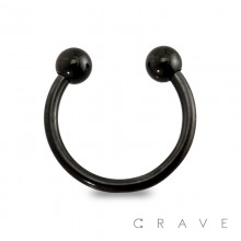 BLACK PVD PLATED OVER 316L SURGICAL STEEL HORSESHOE WITH BALL