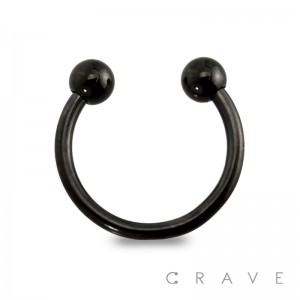 BLACK PVD PLATED OVER 316L SURGICAL STEEL HORSESHOE WITH BALL (external thread)