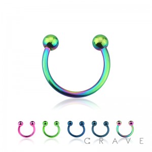 PVD PLATED 316L SURGICAL STAINLESS STEEL HORSESHOE WITH BALLS (external thread)