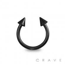 BLACK PVD PLATED OVER 316L SURGICAL STEEL BASIC SIZE HORSESHOE WITH SPIKE