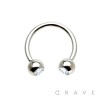 316L SURGICAL STEEL HORSESHOE WITH CLEAR SINGLE GEM