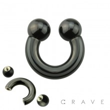 BLACK PVD PLATED OVER 316L SURGICAL STEEL INTERNALLY THREADED HORSESHOE WITH BALL