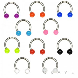316L SURGICAL STAINLESS STEEL HORSESHOE WITH SOLID ACRYLIC BALLS