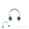 316L SURGICAL STEEL INTERNALLY THREADED HORSESHOE WITH SYNTHETIC OPAL