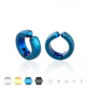 PAIR OF STAINLESS STEEL 4MM HUGGIE/HOOP WIDTH CLIP-ON UNISEX DOME HOOP EARRINGS