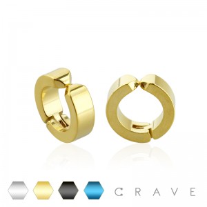 PAIR OF STAINLESS STEEL 4MM HUGGIE/HOOP WIDTH CLIP-ON UNISEX HOOP EARRINGS