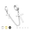 (1 PIECE)316L STAINLESS STEEL DOUBLE HOOP HUGGIE CROSS LINK CHAIN CONNECTOR CARTILAGE EARRING(1 PIECE)